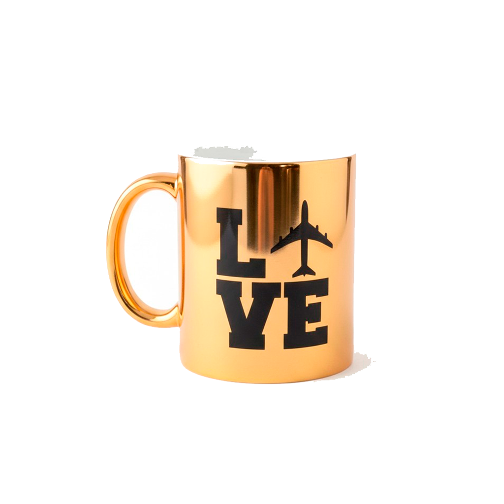 MUG LOVE AVION METALIZADO