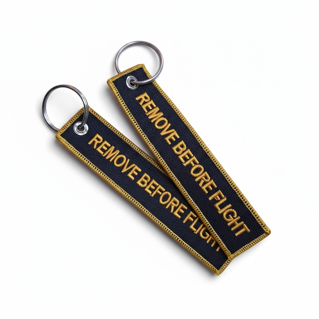 REMOVE BEFORE FLIGHT NEGRO AMARILLO LLAVERO