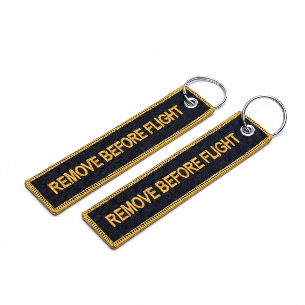 REMOVE BEFORE FLIGHT NEGRO AMARILLO LLAVERO