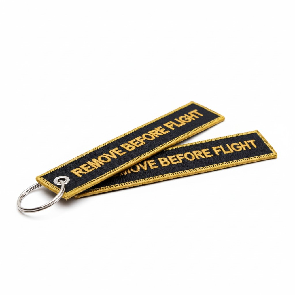 REMOVE BEFORE FLIGHT NEGRO AMARILLO LLAVERO