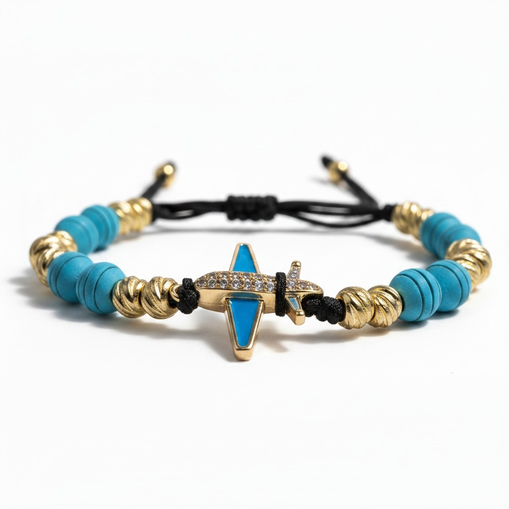 Pulsera Ajustable con Abalorios y Detalle de Avion (Copia) (Copia) (Copia)