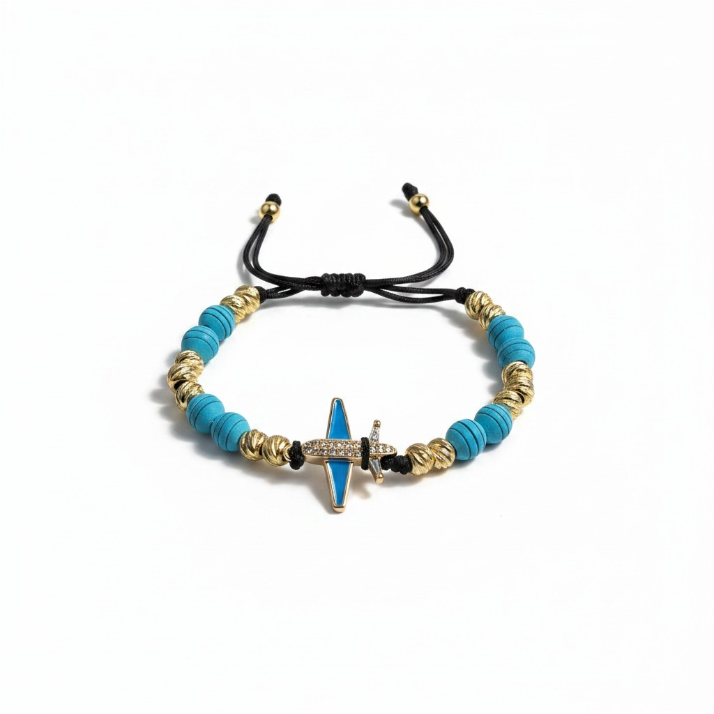 Pulsera Ajustable con Abalorios y Detalle de Avion (Copia) (Copia) (Copia)
