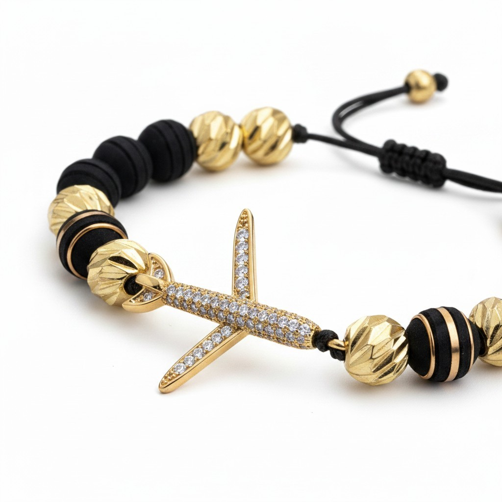 Pulsera Ajustable con Abalorios y Detalle de Avion (Copia) (Copia) (Copia) (Copia) (Copia)