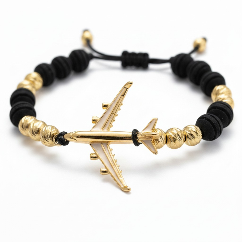 Pulsera Ajustable con Abalorios y Detalle de Avion (Copia) (Copia) (Copia) (Copia) (Copia)