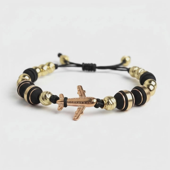 Pulsera Ajustable con Abalorios y Detalle de Avion